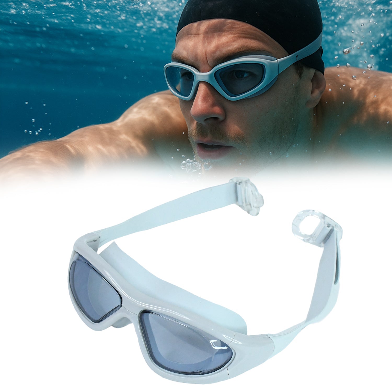 Knx Premium Wide Vision Swimming Goggles With protective hard case (1 Pc) Knx Premium Wide Vision Swimming Goggles With protective hard case (1 Pc)
